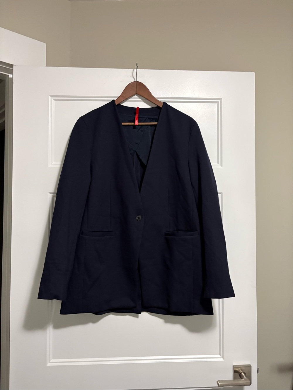 Spanx The Perfect Collarless Blazer Navy Blue Sz Large
